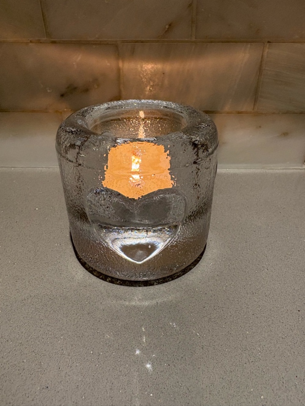 Iittala Clear Glass Heart Candle Holder 1980s